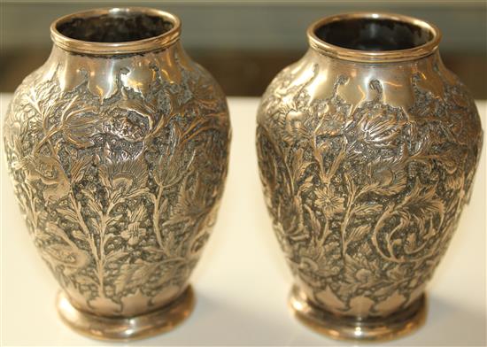 Pair of Persian silver vases